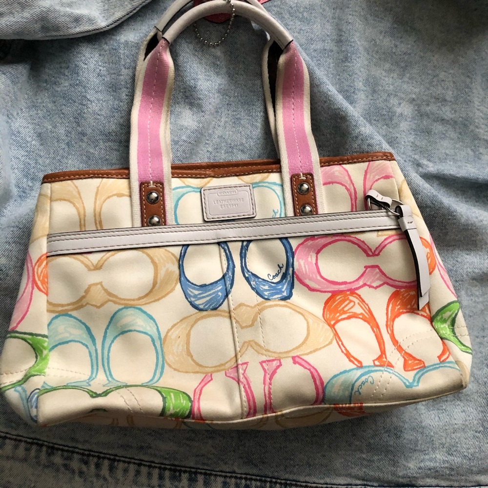 Coach Hampton Signature Scribble Pastel Bag